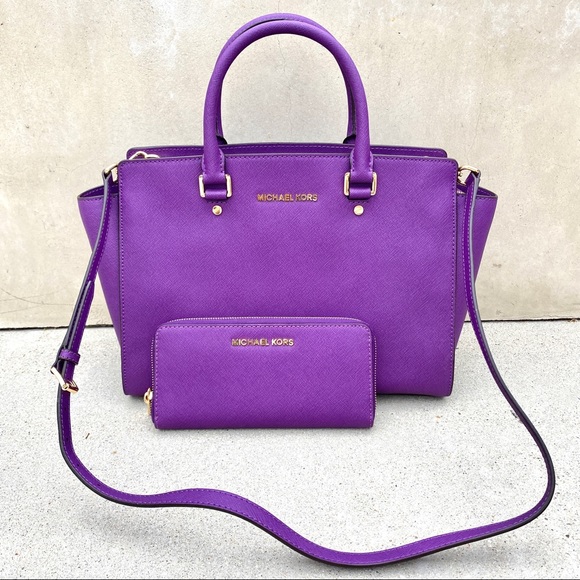 Michael Kors Handbags - MICHAEL KORS Selma satchel purple purse crossbody handbag WALLET shoulder bag